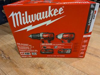 Milwaukee M18 18V Lithium-Ion Cordless Compact 2-Tool Combo Kit (Model # 2691-22).