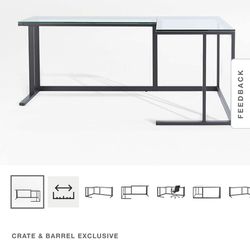 L-Shaped Glass Desk (Crate & Barrel Pilsen Desk)