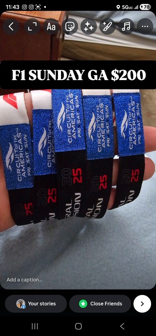 FORMULA ONE F1 SUNDAY GA $200