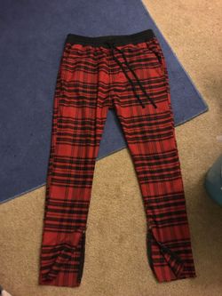 Red Plaid joggers Size-32 (large)