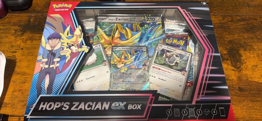 Hop’s Zacian ex box and Prismatic Tech sticker collection