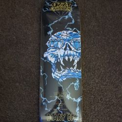 OZZY OSBOURNE  "LIMITED EDITION" BLK-MAD LIGHTNING (Diamond) Skateboard Deck Size 8.25 Still in Plastic