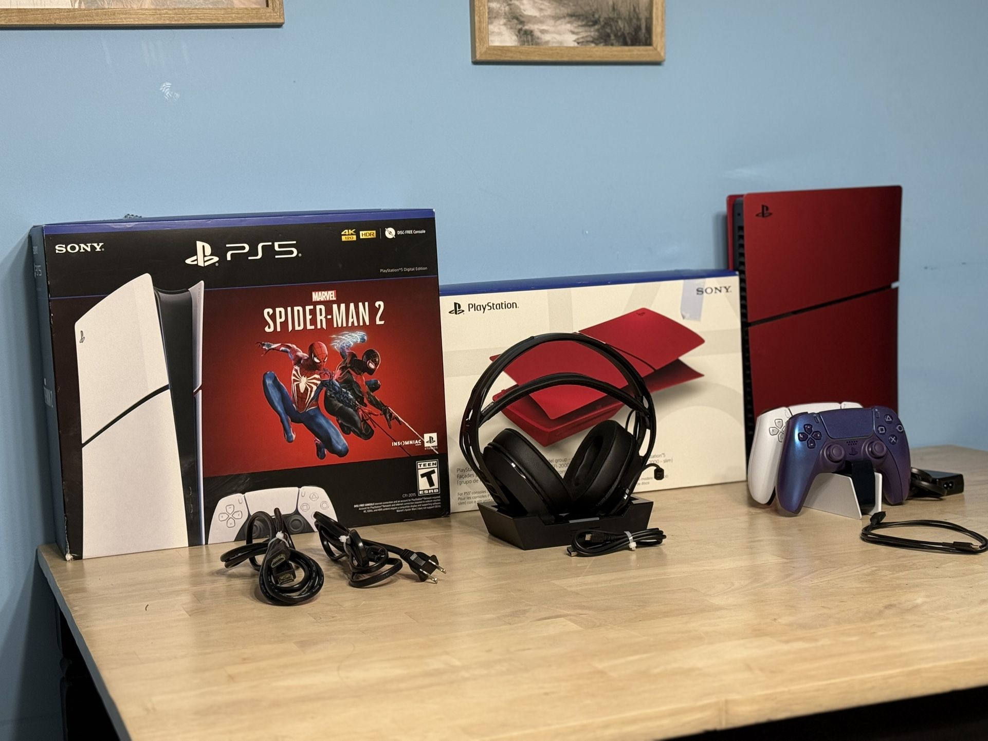 Sony PS5 Digital Edition 1TB – Spider-Man 2 Bundle Red Covers