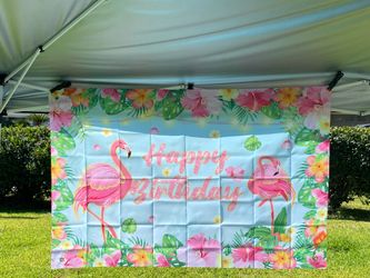 Hawaiian Luau Birthday Party Backdrop Banner