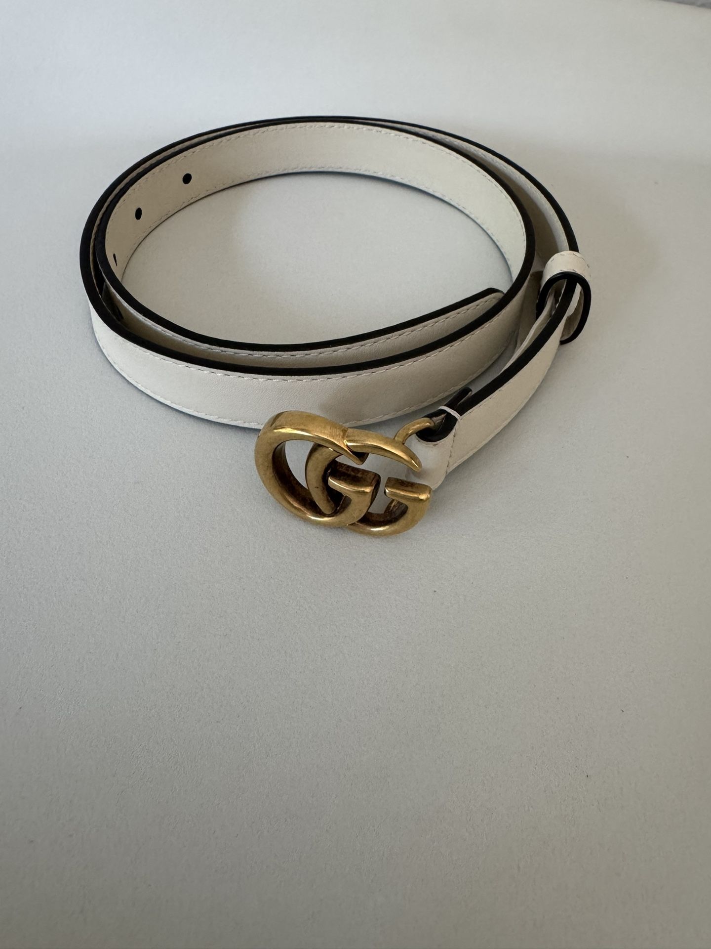 Like New Gucci GG Marmont White Cream Belt 75