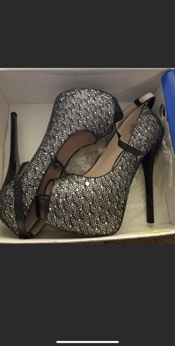 Black Glitter Heels