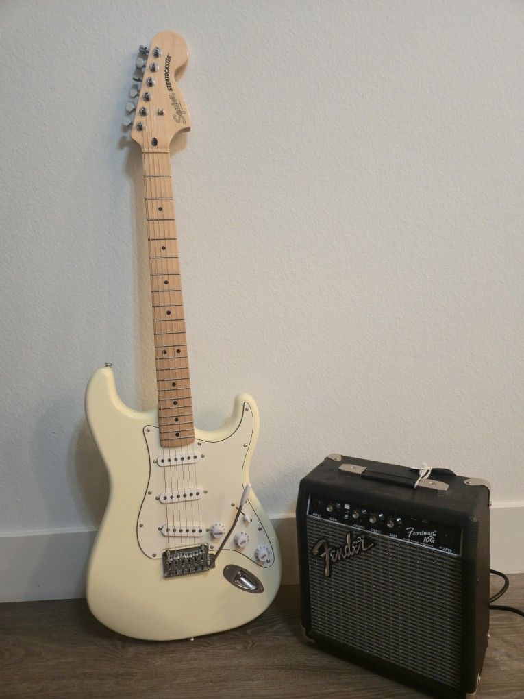 Squire Affinity Series Stratocaster Electric Guitar w/ Fender 10G Guitar Amp