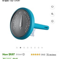 Brand New Mainstays Teal Top Dial Thermometer for Swimming Pools & Spas - 3.2" x 4.4"
