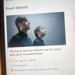 Death Cab For Cutie / Postal Service Ticket 9/6