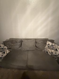 Gray 82” Sofa / Couch with Pillows – Moving Sale