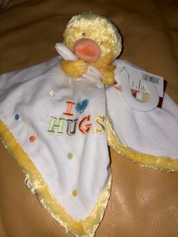 NWT CARTER'S Duck Plush Lovey Security Blanket Yellow White Polka Dot Satin