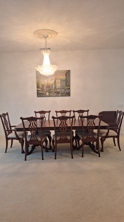 Elegant formal dining room set with matching hutch