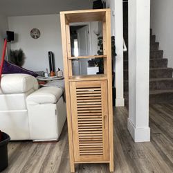 Bathroom Bamboo Storage Wood Cabinet Shelves