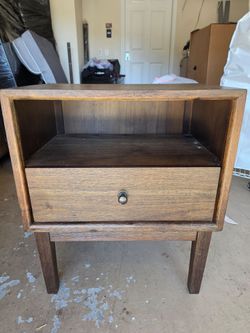 Wood Nightstand with Drawer and Open Shelf