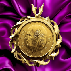 Pendant with Mexican 10 Pesos 0.900 Fine Gold coin and 14K gold Bezel