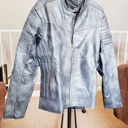 Brand-new GRAY 100% Leather Jacket 