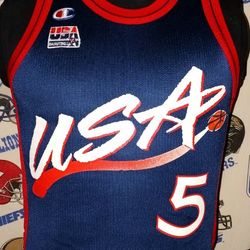 Vintage Vntg 1996 Atlanta Summer Olympics Grant Hill Team USA Champion Basketball Jersey 