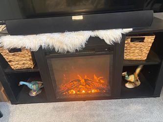 Black Electric Fireplace TV Stand