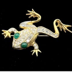Vintage- 1969 Sarah Coventry Golden Ice Frog Pin