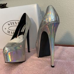 Steve Madden 7.5 Defense Silver Metallic 