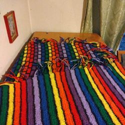 Rainbow  Handmade Crocheted Blanket  5x8
