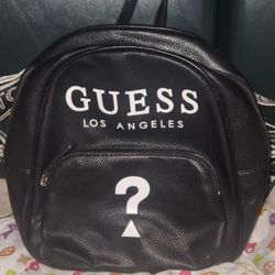 Guess | Black Soft Pebbled Faux Leather with contrast white logo Elegant Style