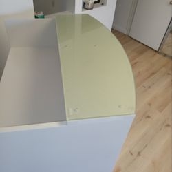 Glass Top Reception Desk.  No Glass Is Only $299.  With Is $475. Comes In Different Colors And Different Sizes.