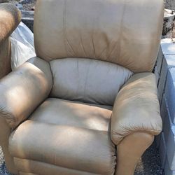 Lazy Boy Leather Rocking Recliner. Good Condition.             , Little Wear On Arm.