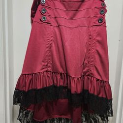 Ladies 2XL High-Low Skirt with Black Lace Trim and Button Details
