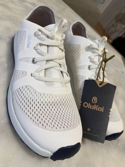 OluKai White Mesh Lace-Up Sneakers