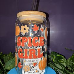 Spice girl fall theme 16 oz glass cup