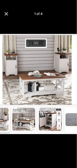 NEW Farmhouse Rustic Coffee And End Table Sets, Living Room Table Set