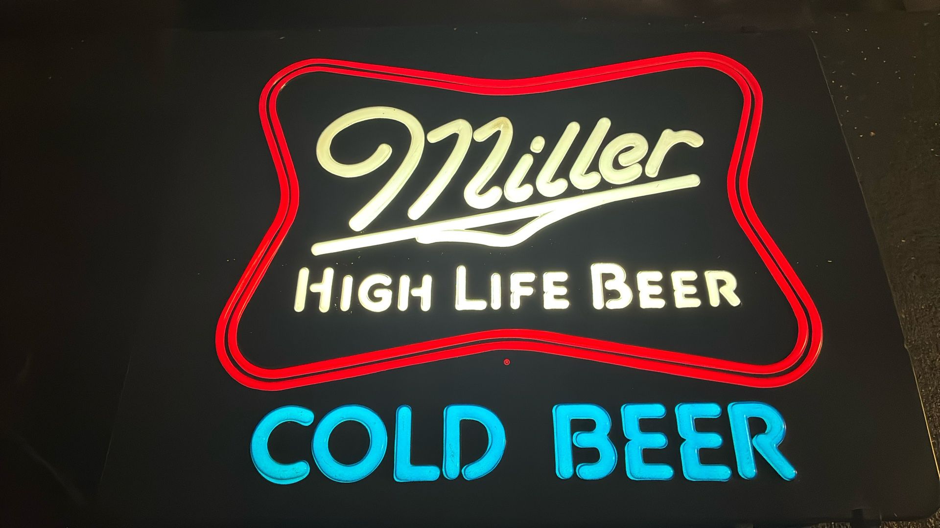 Vintage Miller High Life Beer Faux Neon Sign Home Bar Mancave TESTED WORKS