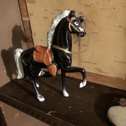 Metal With Hand Paint Horse Antique 