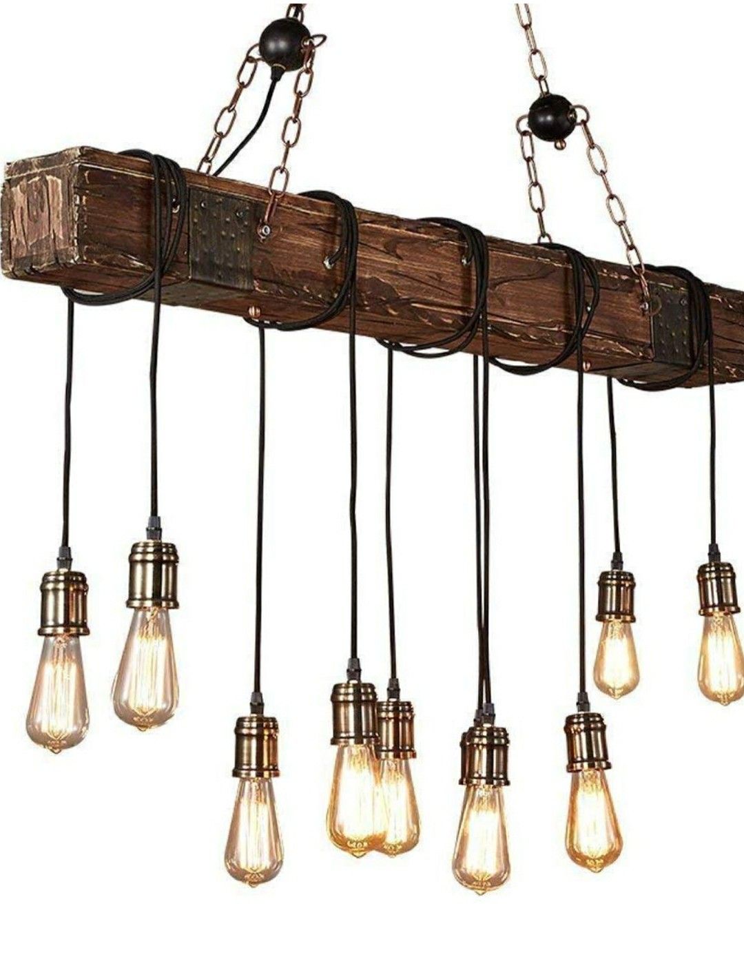 10 lights wood beam chandeliers/pendant light in vintage industrial style