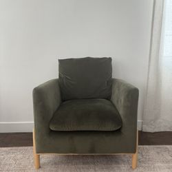 Elroy Olive Green Accent Chair With Wooden Legs