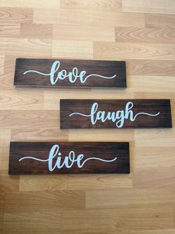 Live Laugh Love Rustic Wood Sign Set