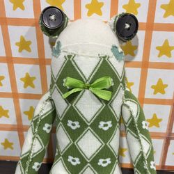 Fancy Floral Frog Handmade Plush