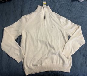Nautica Quarter-Zip Cream Pullover Sweatshirt Men's Size Medium NWT