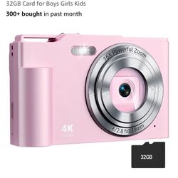 Digital Camera, FHD 4K Digital Point and Shoot Camera with 16X Zoom Anti Shake, 48MP Compact Small Camera with 32GB Card for Boys Girls Kids