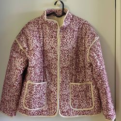 Women's Quilted Puffer Jacket (Floral Print)