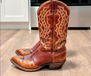 Leather Cowboy Boots with Inlay Detail