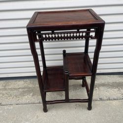Antique Asian Rosewood Carved 3 Tier Side Table/Wash Stand, 1800’s