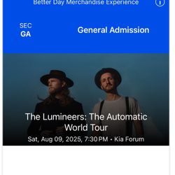 4 Floor Tickets - The Lumineers - Automatic World Tour - August 9th