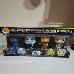 Funko Pop! Star Wars 4-Pack Bobble Heads - Darth Vader, Stormtrooper, C-3PO,...