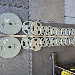 Weight Plates Barbell Weightlift Workout Excercise Bench Press Curl Shoulder Bar Metal Plates 