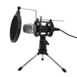 Studio Podcast Mini Condenser Microphone Set w/tripod stand and pop filter