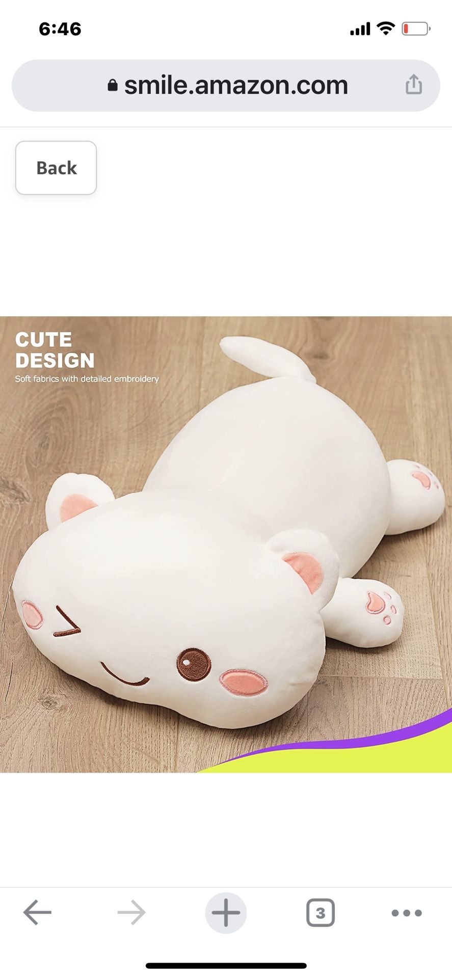 Cute Cat Plush, Super Soft Kitten Stuffed Animal Squishy Anime Kitty Plushie Toys Hugging Pillow for Kids (White, 13")