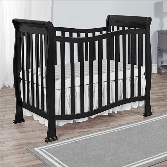 Dream On Me Violet 4-In-1 Convertible Mini Crib In Black, Greenguard Gold Certified