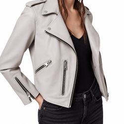 All Saints Balfern  Leather Biker Jacket  in Ultimate Grey.